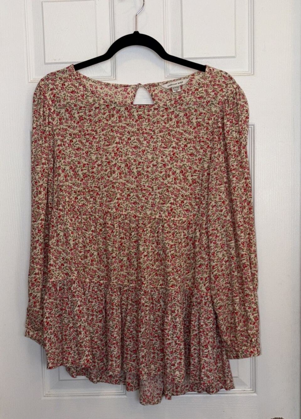American Eagle Babydoll Top Tiered Flowy Floral Ditsy Size XS Boho